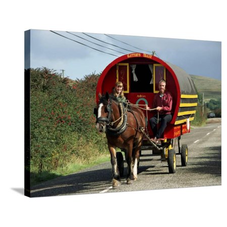 Horse-Drawn Gypsy Caravan, Dingle Peninsula, County Kerry, Munster, Eire (Republic of Ireland) Stretched Canvas Print Wall Art By Roy Rainford