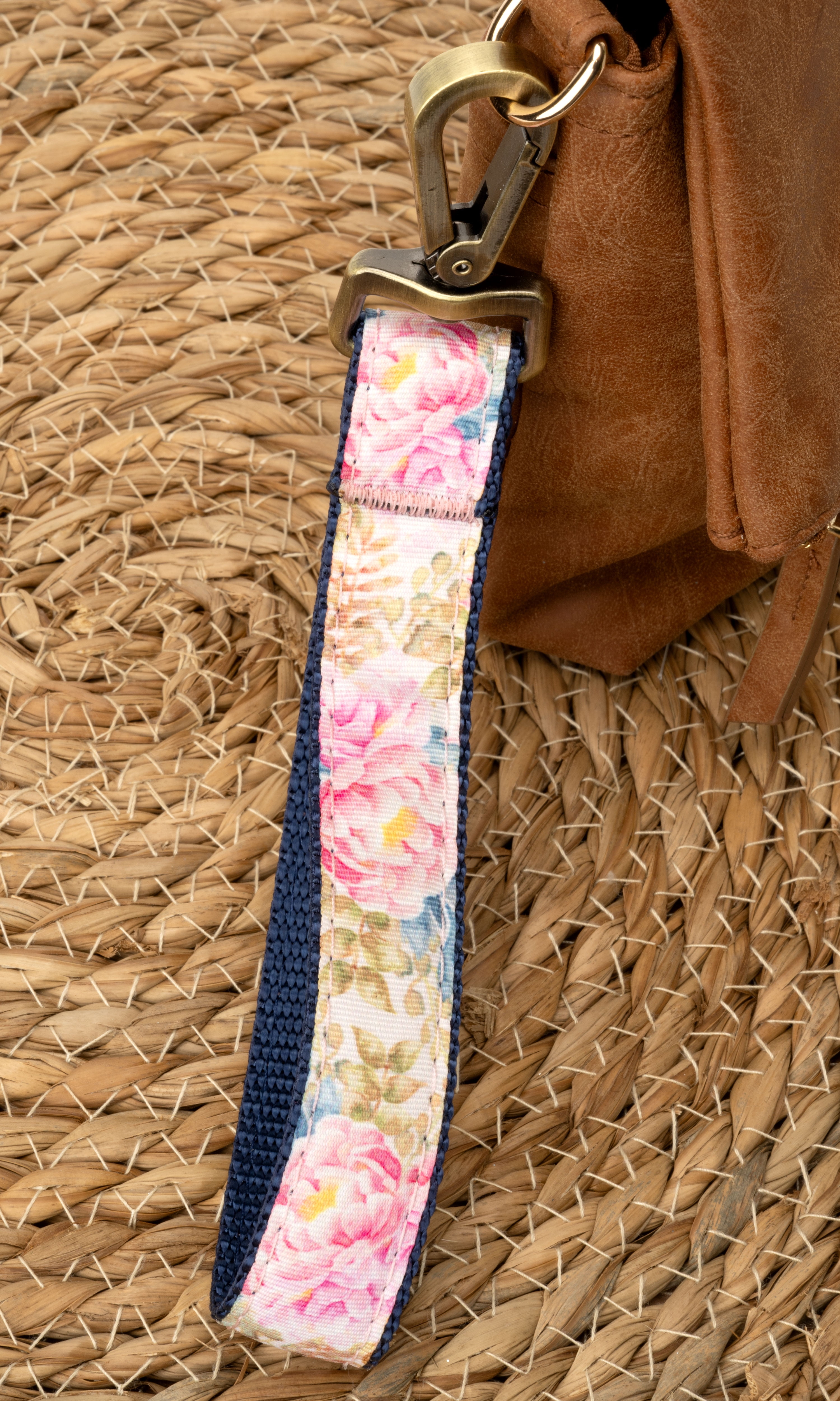 Country Brook Design® 3/4 inch Watercolor Peonies Ribbon on Navy Blue Nylon Webbing, 10 Yards