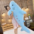 thumbnail image 2 of Tiburón gigante de felpa bordada para niños, muñeco de animales acuáticos, estrella de juguete, azul, rosa, gris, acurrucarse, regalo de Navidad, 50-150cm, 2 of 5