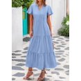 thumbnail image 4 of Vestido de verano KIRUNDO 2025, cuello en V, plisado, suelto y fluido, maxi, 4 of 9