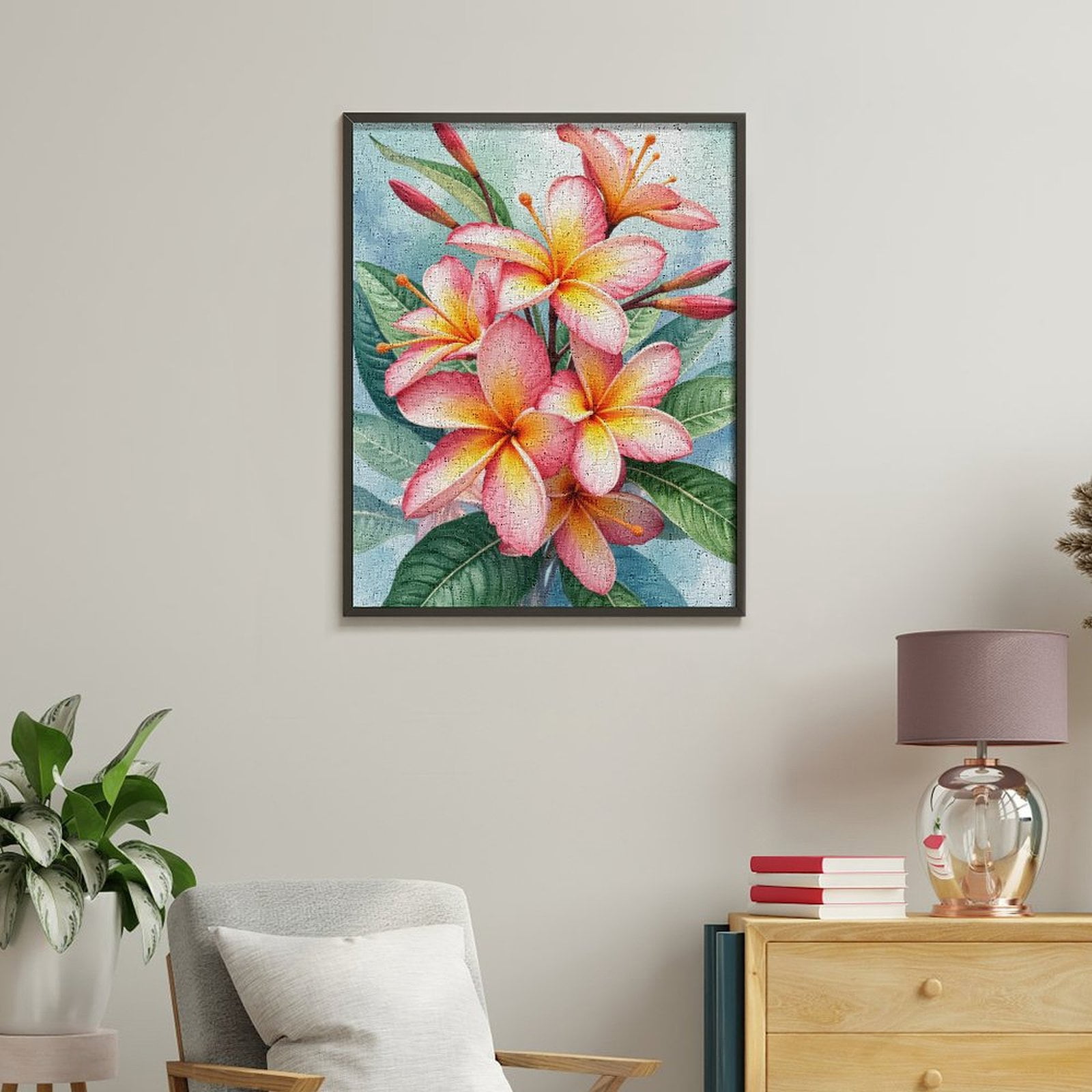 Paint By Numbers Kit for Adults Beginner - Pink Tropical Blossoms Artwork DIY Canvas Painting Kits for Adults, Frameless Paint By Number for Adults for Home Wall Decor 16x20 Inch