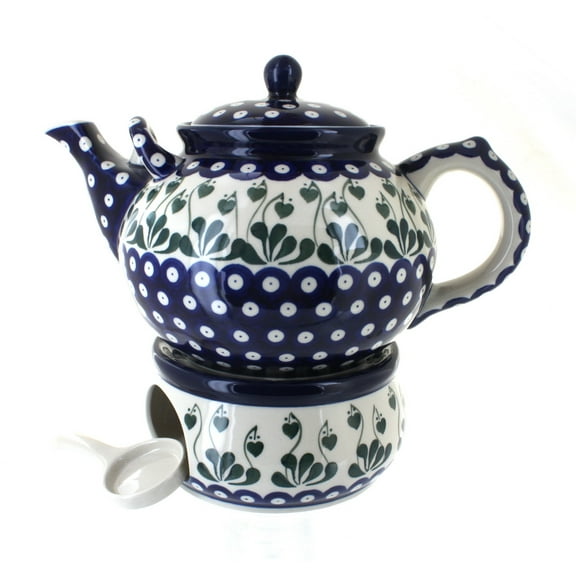 Blue Rose Polish Pottery Alyce Large Teapot & Warmer