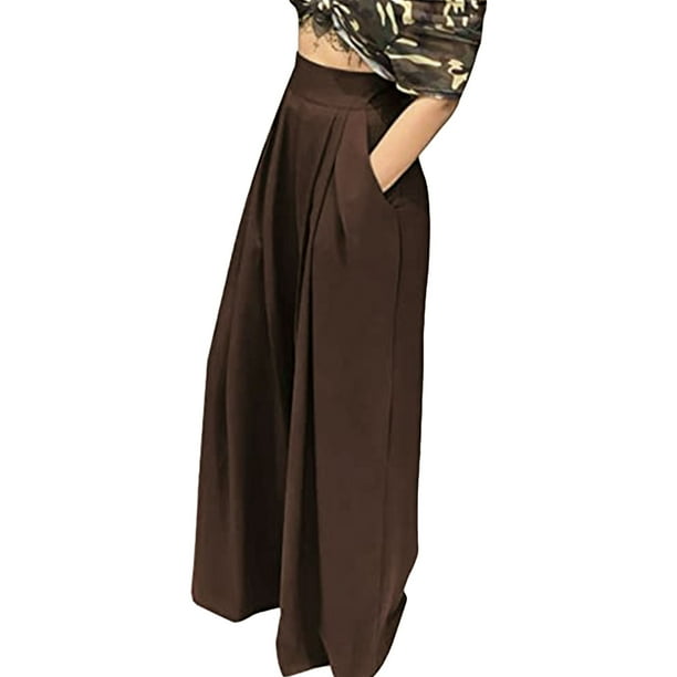 Lucakuins Pantalones de Pierna Ancha para Mujer, Pantalones Sueltos de Cintura Alta de Color Sólido Casual Lucakuins S, M, L, XL, XXL