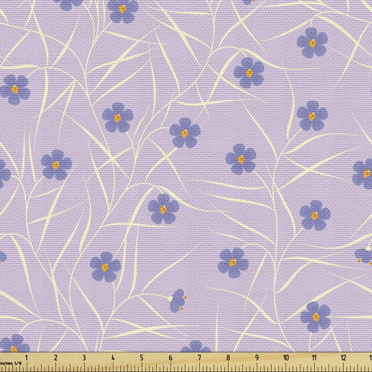 Lilac Fabric by the Yard, Burgeoning Spring Meadow Theme with