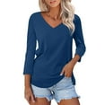 thumbnail image 2 of FCLoft 2025 Women's Summer Casual Tops - 3/4 Sleeve V-Neck Tunic Shirts, 2 of 7