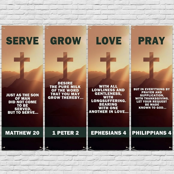 Set de 4 Banners EYNDYN para Iglesia 60x180 cm con Escrituras