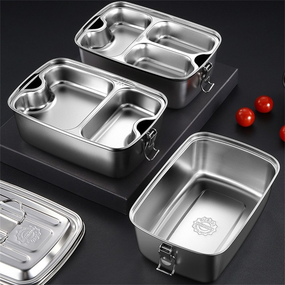 Stainless Steel Lunch Box Double-Layer With Compartment Food Container