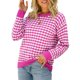 thumbnail image 2 of VISgogo suéter femenino, cuello redondo de color en contraste, manga larga, prendas de punto de retazos, traje de otoño, S/M/L/XL VISgogo  moda, 2 of 6