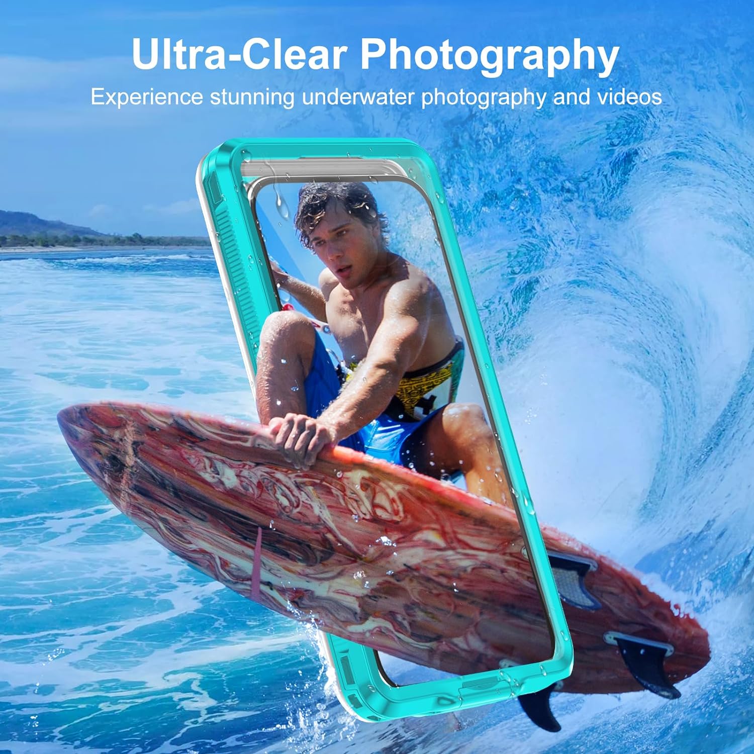 KOMI Waterproof Phone Case, Underwater Snorkeling Diving Phone Case, Universal Self-Check Water Proof Pouch Dry Bag Up to 6.9 Inch for iPhone 15/14/13/12/11/Samsung S24/S23/Google Series - Blue