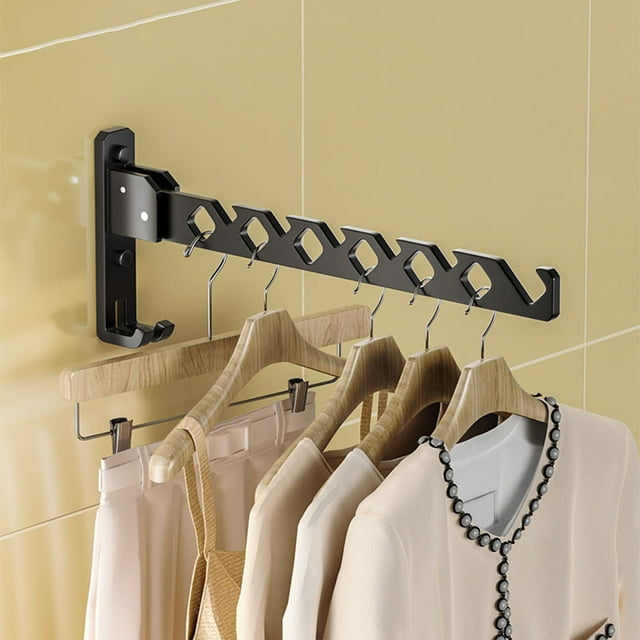 Qonioi Wall-Mounted Folding Drying Rack, Space Saving Aluminum Alloy Clothes Airer, Expandable Laundry Rack for Balcony Bathroom Indoor Outdoor Use