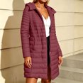 thumbnail image 5 of Inleife Women's Solid Quilted Puffer Jacket with Hooded Design Long Sleeves Front Zipper Closure Two Side Pockets Mid-Length Jackets for Winter, 5 of 6