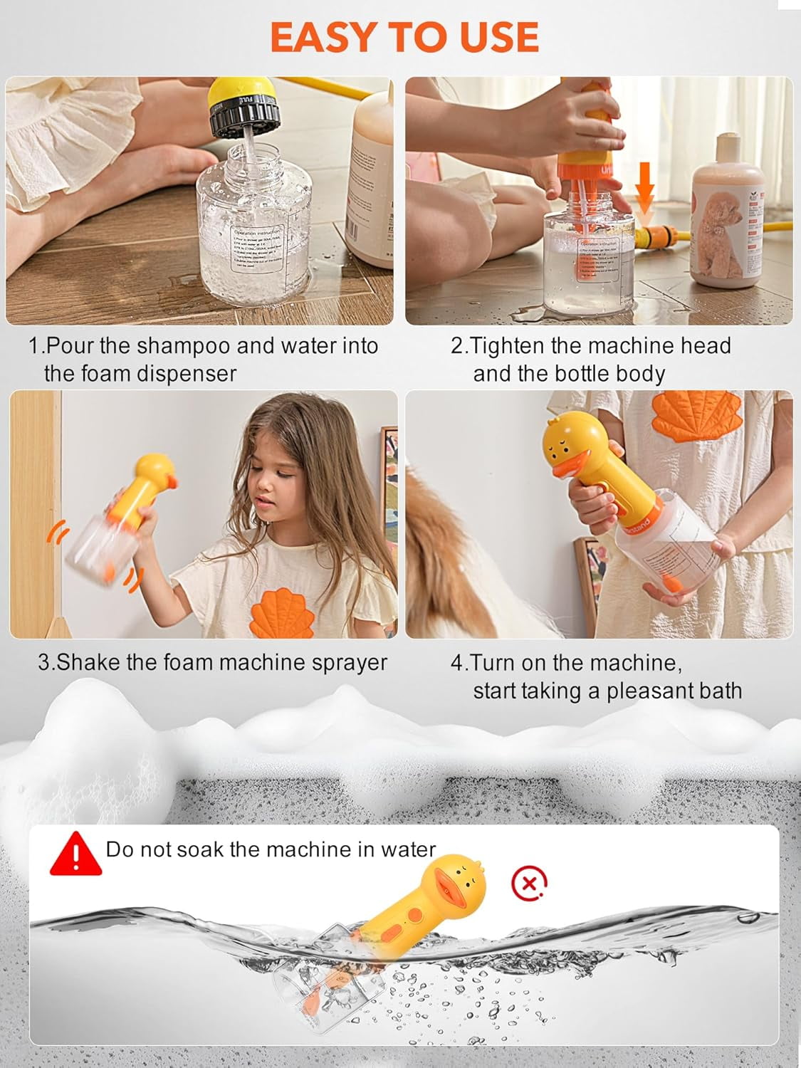 2026 Dog Foaming Soap Dispenser, Automatic Electric Dog Shampoo Foamer Sprayer, Rechargeable Foaming Dog Shampoo Sprayer for Dog and Cat Bathing, Bathroom, Kitchen, Pet Cleaning