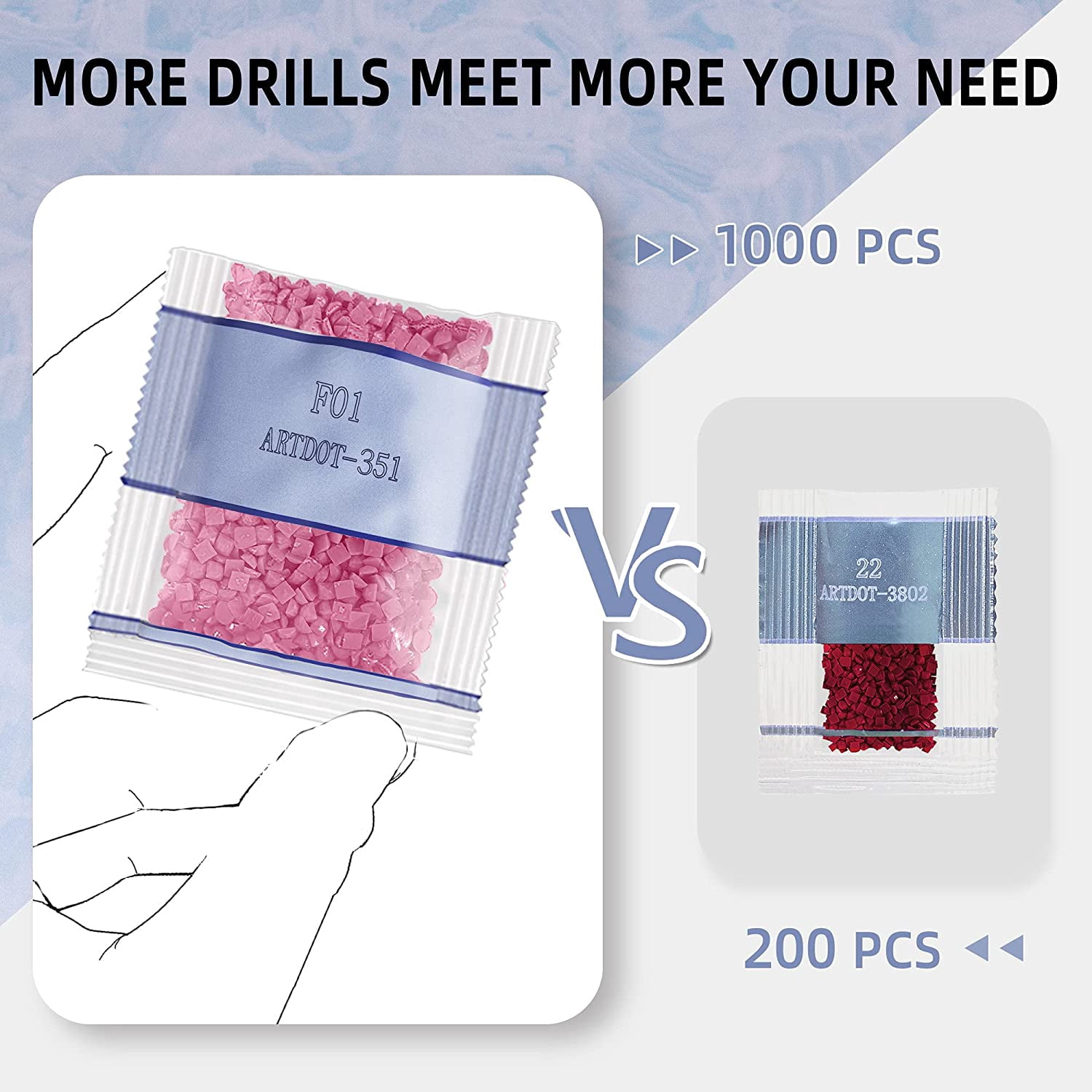 ARTDOT Diamonds for 5D Diamond Painting Accessories, 445000 Pieces 445 Colors Square Drills Diamond Art Kit for Adults Gem Art Nails Crafts (1000pcs per Bag)
