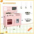 thumbnail image 3 of Arlopu Kids Pretend Play Kitchen Set, Ultimate Interactive Wooden Kitchen with Knob Sounds, Sink, Water Dispenser, 6 Pcs Cookware & Chalkboard for Ages 3+, 3 of 8
