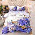 thumbnail image 1 of Butterflies Comforter Set Purple Tulips with Mimosa Down Comforter Spring Flowers Bedding Set with 1 Pillow Case,Abstract Full Size, 1 of 1