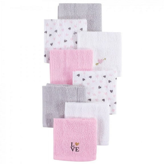 Hudson Baby Infant Girl Super Soft Cotton Washcloths, Love, One Size