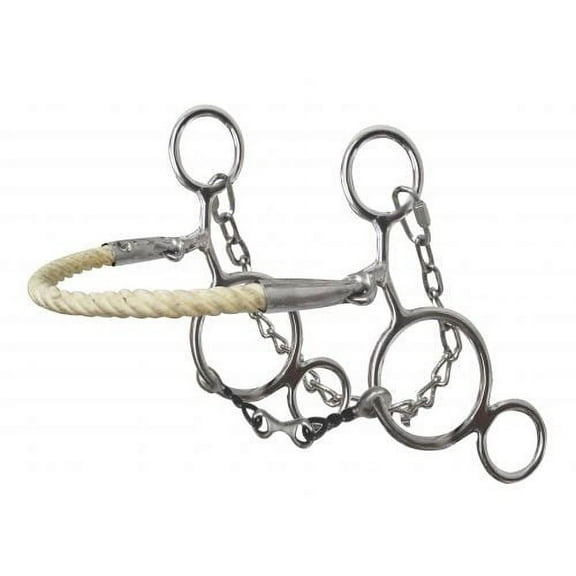 Showman Stainless Steel Rope Nose Hackamore w/ Twisted Dogbone Mouth