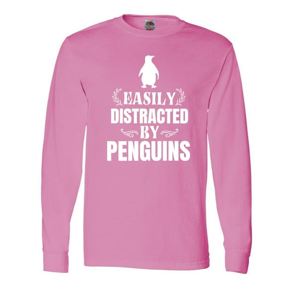 Inktastic Easily Distracted by Penguins Long Sleeve T-Shirt