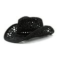 thumbnail image 2 of Western Hats for Women Cowboy Outback Raffia SunHat Cowgirl Summer Beach Hats Shapeable Wide Brim, 2 of 4