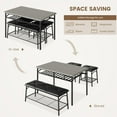 thumbnail image 6 of GAOMON Dining Table Set for 4, Kitchen Table with Upholstered Bench, Square Stools, Storage Rack, Rustic Metal & Wood Dining Room Table Set for Small Spaces, Apartment, 6 of 8