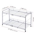 thumbnail image 2 of Organizador de 2 niveles debajo del fregadero y estante de almacenamiento extensible para gabinete para cocina, baño, plata, 2 of 4
