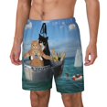 thumbnail image 2 of Daiia Two Brave Cats Are Floating On The Sea Iceberg Mens Swim Trunks Swim Shorts Quick Dry Swim Shorts with Mesh Lining Pockets-X-Large, 2 of 9