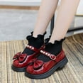 thumbnail image 5 of LYHao Girls' Bow Pearl Short Boots For Kids Cozy Lined Ballet Style Slip On Winter Footwear For Girls ,Girls Boots Sizes 8.5 Red(2-2.5 Years), 5 of 6