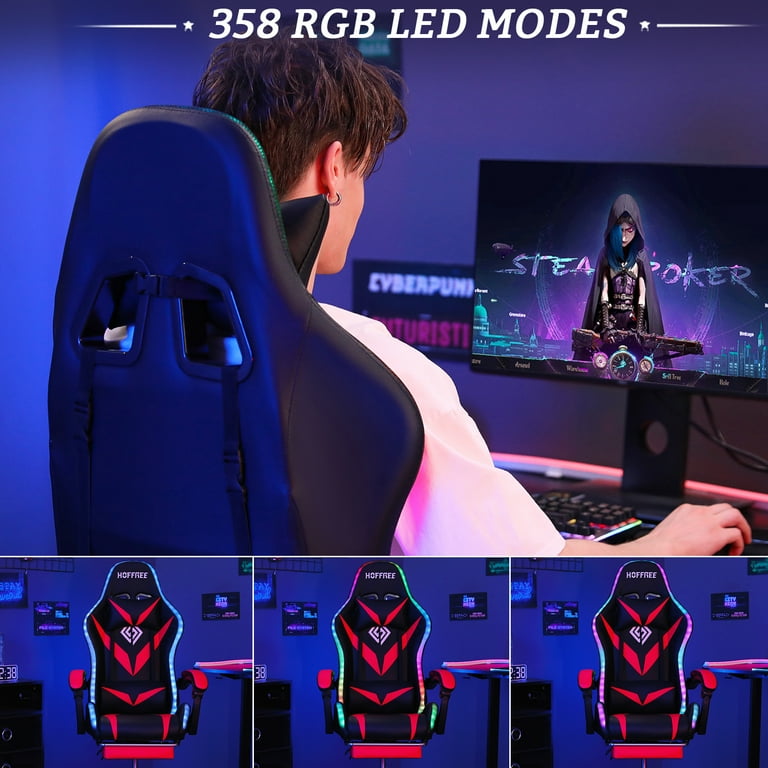 HOFFREE Gaming Chair with RGB LED Lights Ergonomic Computer Chair