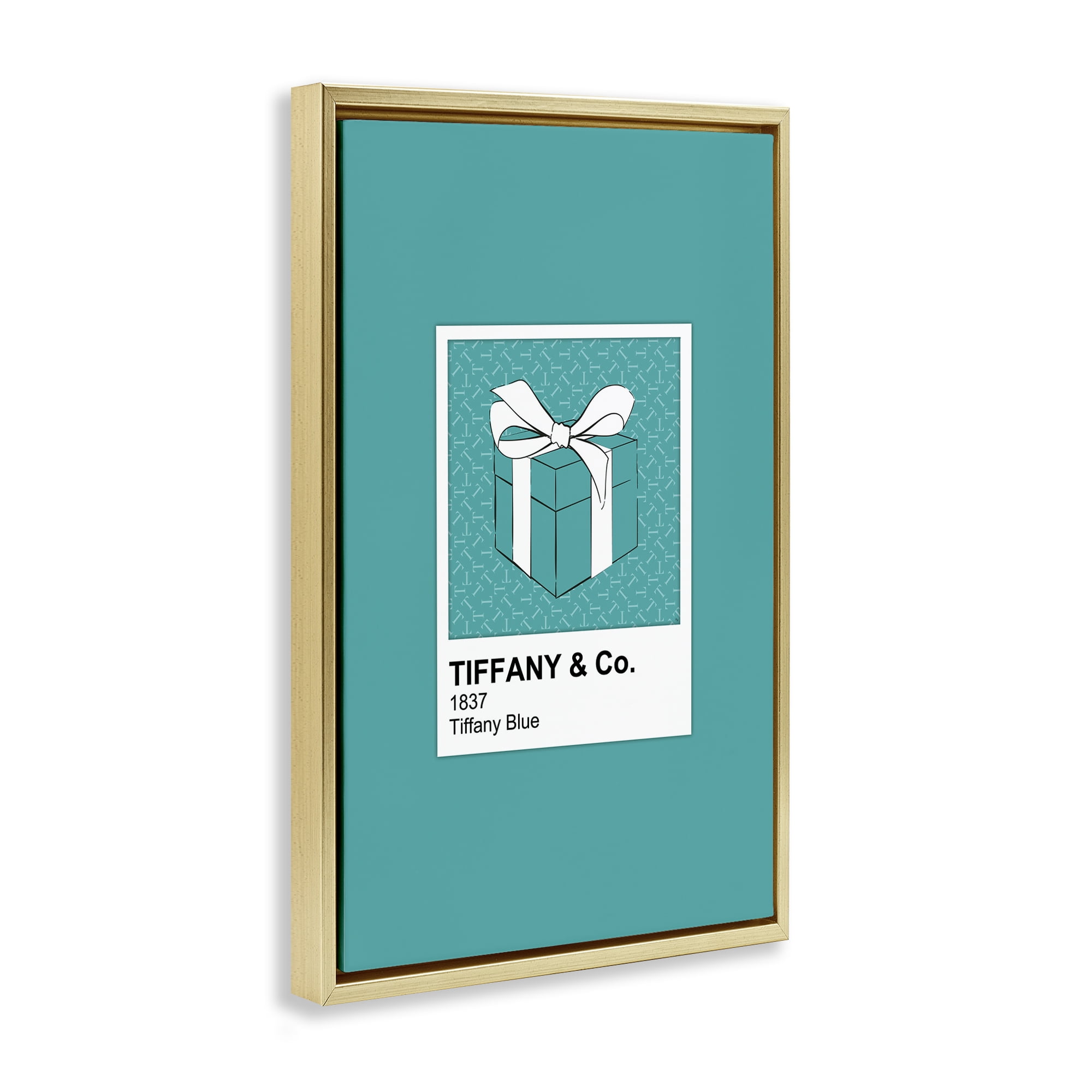 Stupell Industries Classic Blue Jewelry Box Gold Framed Floater Canvas Wall Art, design by Martina Pavlova