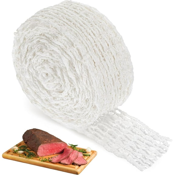 16.4ft Meat Netting Roll, Size 18, Elastic Smoked Meat Beef Poultry Ham Netting Cooking Meat Twine Net Cooked Food Mesh Bag for Meat Cooking or Drying Sausage Making
