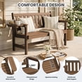 thumbnail image 3 of SERWALL 2-Person Outdoor Bench, 49" All-Weather HDPE Garden Bench with 4-in-1 Side Tray, Aluminum-Reinforced Supports, 660 lbs Capacity, for Patio, Porch and Backyard, Brown, 3 of 13