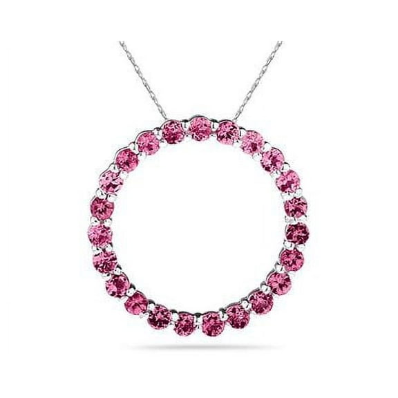SZUL Women's 2.95ctw  Pink Topaz  Circle Pendant in Sterling Silver