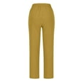 thumbnail image 4 of Charella Linen Pants for Women Straight Leg Elastic Waist Casual Solid Drawstring Trousers with Pockets (XL, Yellow 1), 4 of 5