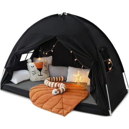 [Breathable Bed Tent] Breathable Black-Out Bed Tent for Twin Size Bed | Sensory Canopy, Privacy Space, Drafty Room Dream Tents, Indoor Play Tent