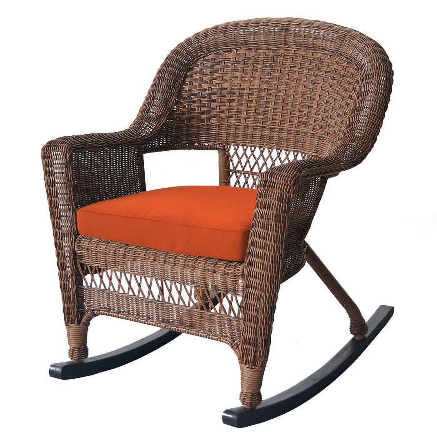 Jeco W00201R-A-2-FS029 Espresso Rocker Wicker Chair With Green Cushion - Set 2 - image 3 of 4