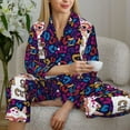 thumbnail image 5 of KLL Llama Alpaca Print Women's Long Sleeve Pajamas with Pants Sleepwear Loungewear 2 Set-XX-Large, 5 of 7