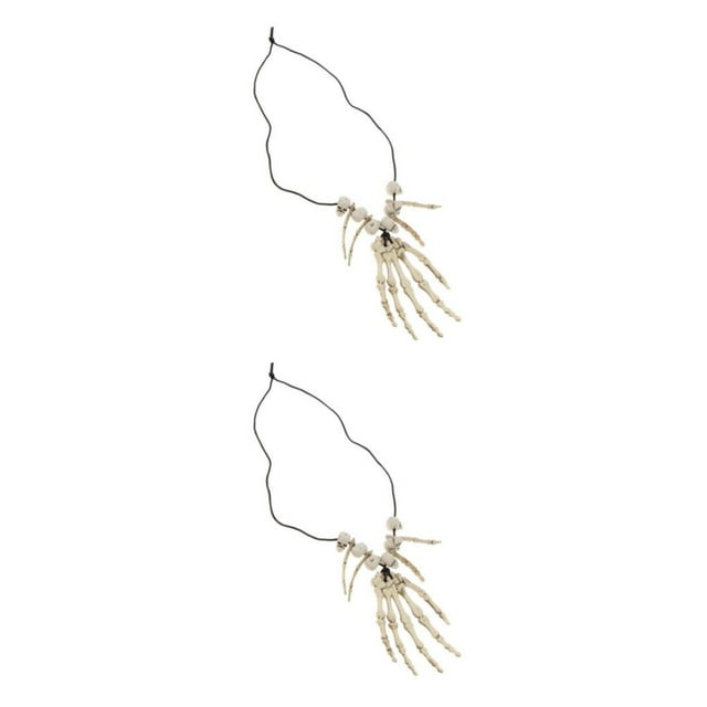 Transemion Haunting Skull Skeleton Hand Necklace for Halloween Caveman Pirate Fancy Dress Style A 2Set