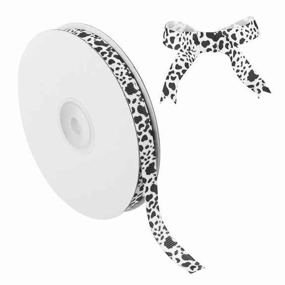 25 Yards Ribbon for Gift Wrapping, 1pcs 10mm(3/8inch) Cow Print Ribbons for Crafts, Black White