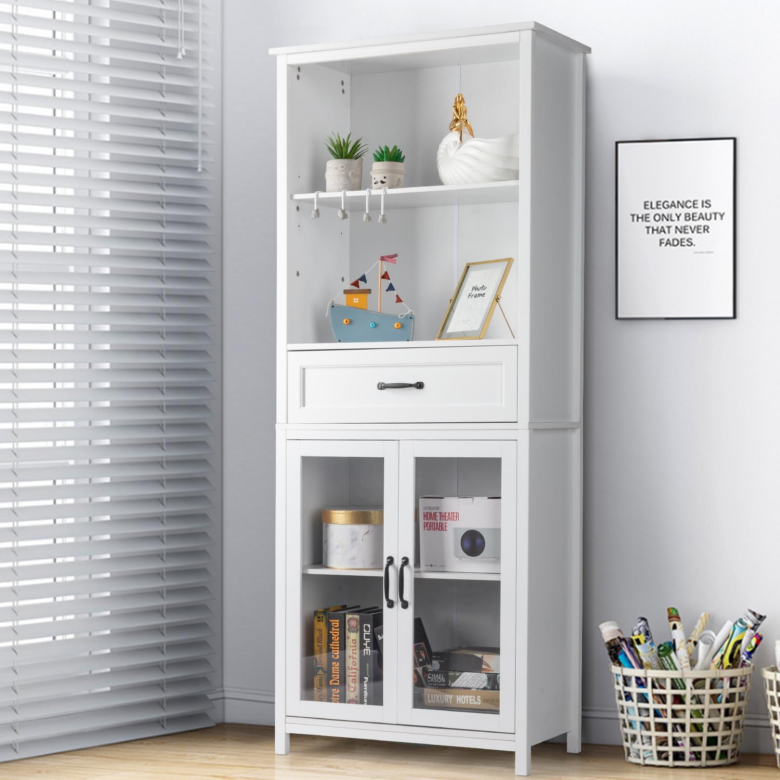 Bookcase with 2024 glass doors walmart