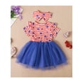 thumbnail image 3 of Kiapeise 4th of July Toddler Kids Girls Princess Mesh Dress Stars Stripe Print Ruffle Short Sleeve Casual Dress and Headband, 3 of 8