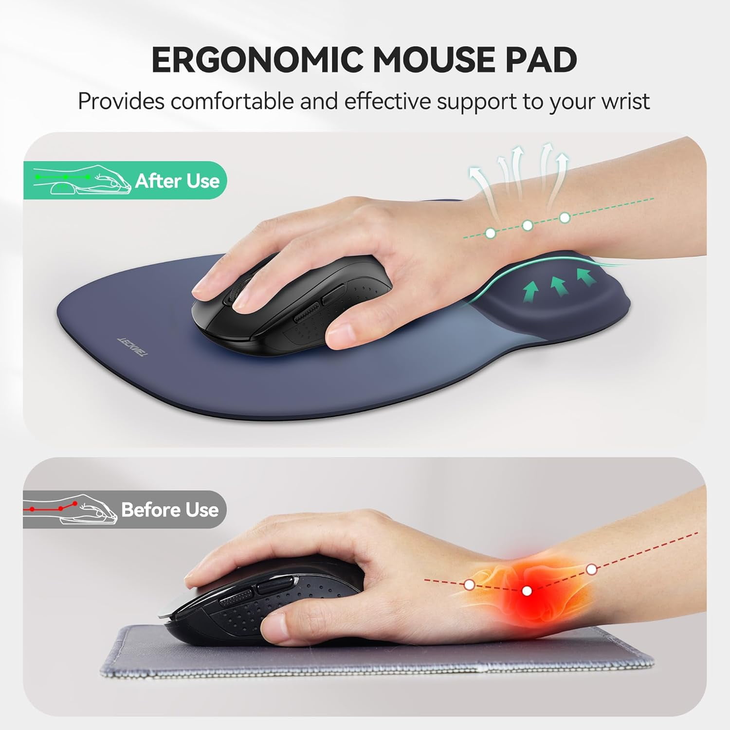 Gel Mouse Pad with Wrist Rest, Ergonomic Office Mousepad Support - Non-Slip & Smooth Surface Comfortable Desk Accessories Mat for Office, Gaming and Study Gradient
