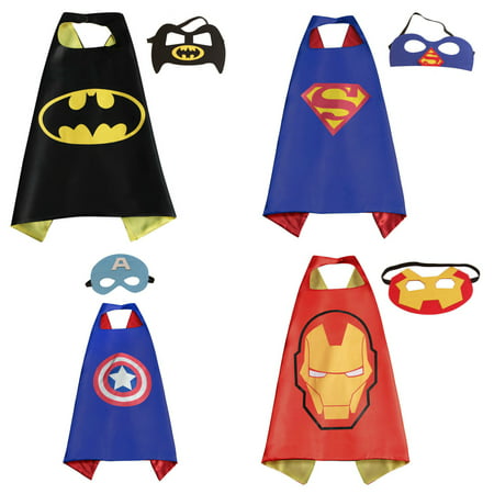 4 Set Superhero  Costumes - Capes and Masks with Gift Box by Superheroes