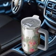 thumbnail image 6 of OBREWU Pomeranian Dog and Flower Floral Tumbler with Handle and Lid,Pomeranian Dog and Flower Floral 40oz Double Wall Vacuum Insulated Tumbler,Cups Gift for Women and Men, 6 of 7