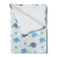 thumbnail image 2 of Animal Soft Flannel Fleece Throw Blanket, Continued Illustration of Large Animals Print with Dotted Heart Shapes, Cozy Plush for Indoor and Outdoor Use, 70" x 90", Blue and Blue Grey, by Ambesonne, 2 of 5