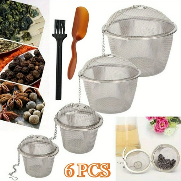 4-Size Stainless Steel Tea Strainer Set with Chains, Locking Tea Ball Infusers for Loose Tea & Spices