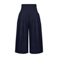 thumbnail image 3 of Womens Capris Clearance Wide Leg Pants Relaxed Loose High Waist Bib Pants Coverall Cropped Pants Jogger Scrub Pants for Women ,Blue,3Xl, 3 of 4
