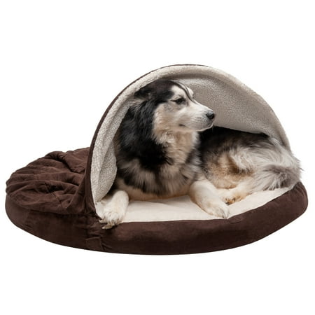 UPC: 0842229112689 | FurHaven Pet Products | Memory Foam Faux Sheepskin Snuggery Burrow Pet Bed for Dogs & Cats – Espresso 44