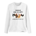 thumbnail image 2 of Crewneck Sweatshirts Clearance! Weikingp CHICKENS MAKE ME HAPPY Funny Printed Round Neck Long Sleeve T Shirt Graphic Sweatshirts Comfortable Sweatshirts Casual Wear, 2 of 3