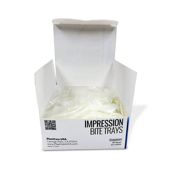 Dental Tools for Impressions, Disposable Dental Bite Registration Trays (Sideless), Mouth Trays for Teeth Molds White Bite Trays (Single Box of 35)