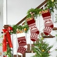 thumbnail image 4 of Tumao Christmas Stockings, Personalized Knitted Xmas Stockings, Knitted Reindeer Pattern Xmas Stockings Candy Gift Bags with Pompom for Family Christmas Holiday Decoration, 2 pack, 4 of 8